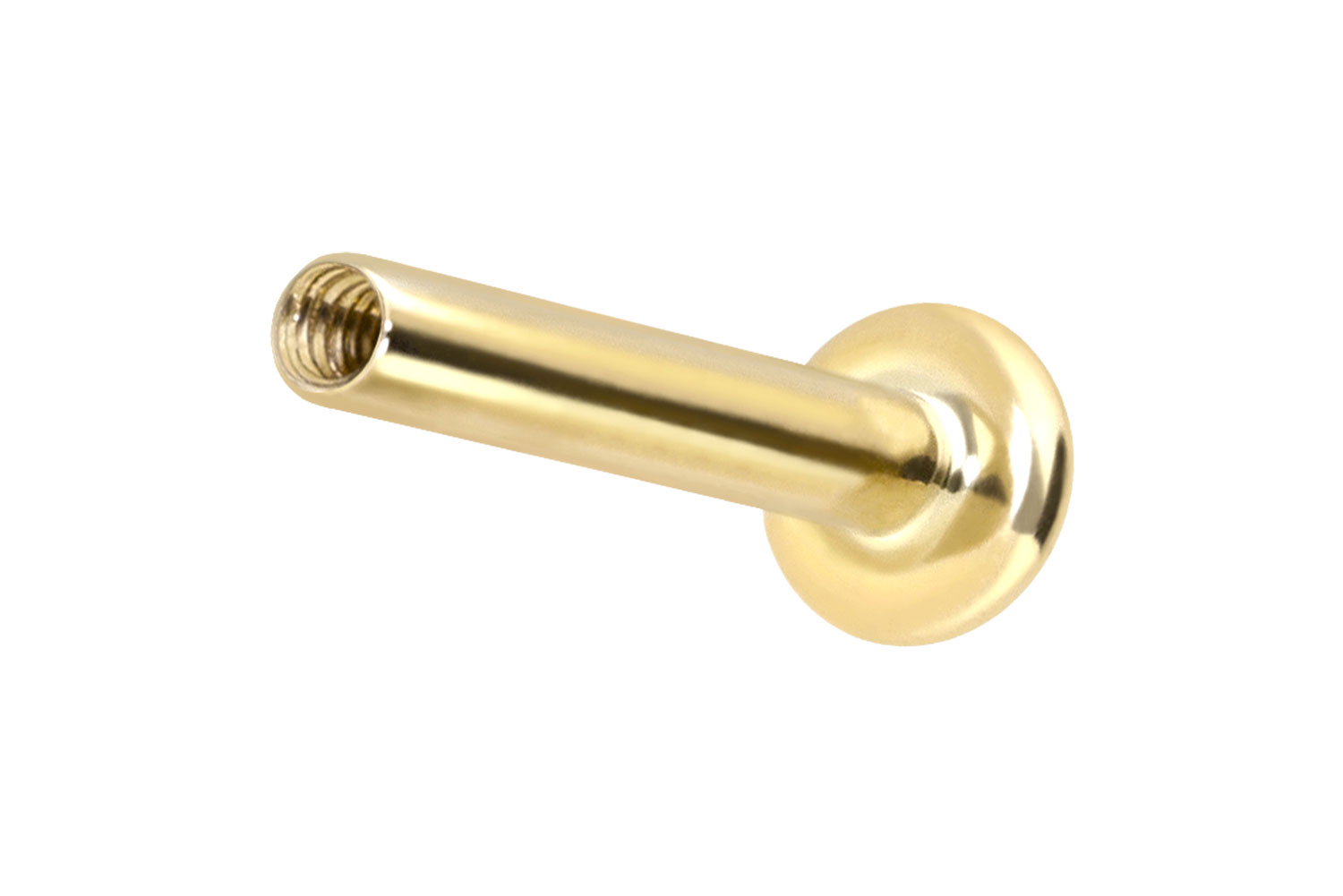 14/18 Karat Gold Labret Piercing mit Innengewinde ohne Aufsatz